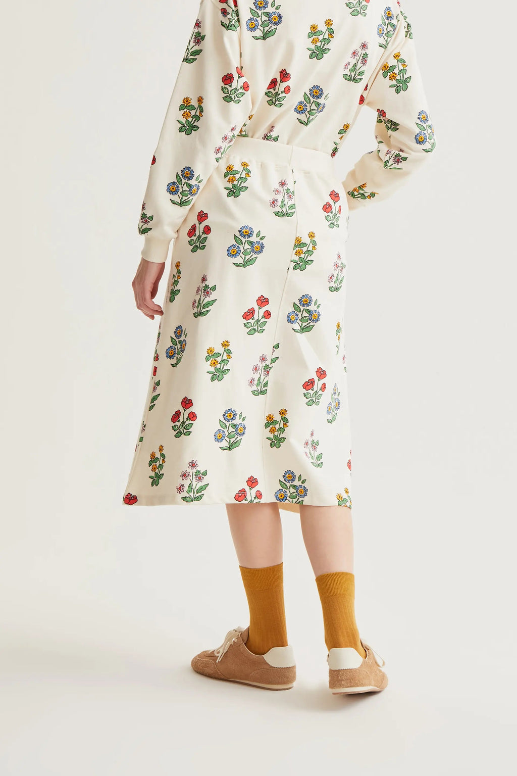 Gonna midi a fiori Gardener indossata, vista posteriore
